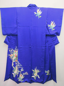 Kimono Blue Bellflower Tsukesage Tall Silk #8144B1