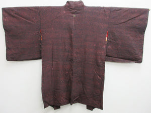Haori Jacket Vintage(1950-1980) Black Chrysanthemum Urushi Silk #7849L3