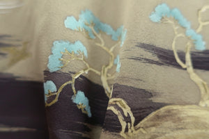 Haori Jacket Vintage(1950-1980) Light Khaki Landscape Silk #8524F3