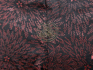 Haori Jacket Vintage(1950-1980) Black Chrysanthemum Urushi Silk #7849L3