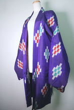 Load image into Gallery viewer, Haori Jacket Vintage(1920-1950) Purple Abstract art Meisen Long Silk #8579G2
