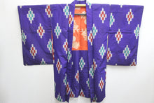 Load image into Gallery viewer, Haori Jacket Vintage(1920-1950) Purple Abstract art Meisen Long Silk #8579G2
