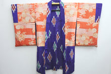 Load image into Gallery viewer, Haori Jacket Vintage(1920-1950) Purple Abstract art Meisen Long Silk #8579G2
