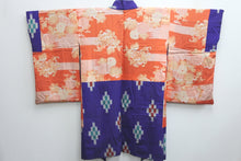 Load image into Gallery viewer, Haori Jacket Vintage(1920-1950) Purple Abstract art Meisen Long Silk #8579G2
