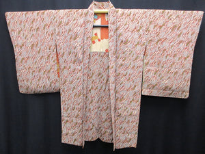 Haori Jacket Vintage(1920-1950) Gray Pine Tree Abstract art Long Silk #7854L3