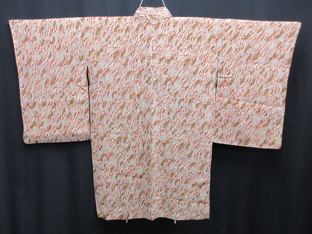 Haori Jacket Vintage(1920-1950) Gray Pine Tree Abstract art Long Silk #7854L3
