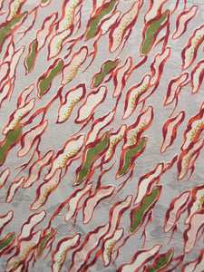 Haori Jacket Vintage(1920-1950) Gray Pine Tree Abstract art Long Silk #7854L3