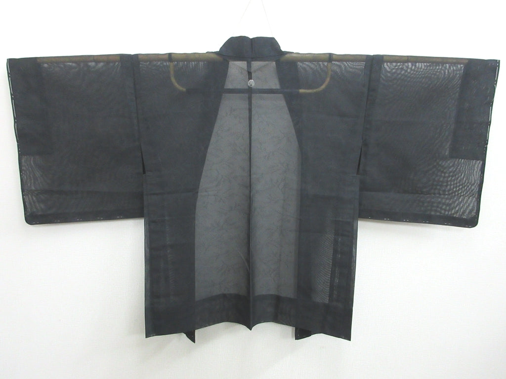 Haori Jacket Vintage(1950-1980) Black See-Through Tree Silk #7759K2