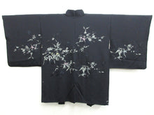 Load image into Gallery viewer, Haori Jacket Vintage(1950-1980) Black Abstract art Flower Silk #7935M3
