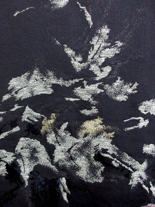 Haori Jacket Vintage(1950-1980) Black Abstract art Flower Silk #7935M3