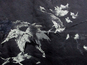Haori Jacket Vintage(1950-1980) Black Abstract art Flower Silk #7935M3