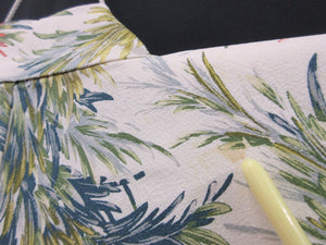 Haori Jacket Vintage(1950-1980) White Leaf Silk #7802K5