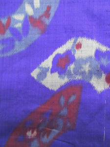 Haori Jacket Vintage(1920-1950) Purple Bellflower Meisen Long Silk #7761K2