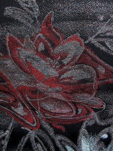Haori Jacket Vintage(1950-1980) Black Gold Silver Flower Silk #7937M3