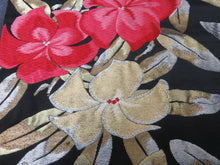 Load image into Gallery viewer, MOF#308 Silk Obi Fabric Vintage(1950-1980) Oleander Black Red 15.0x11.8in(38x30cm)
