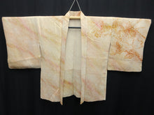 Load image into Gallery viewer, Haori Jacket Vintage(1950-1980) Yellow brown Full Shibori Leaf Silk #7939M3
