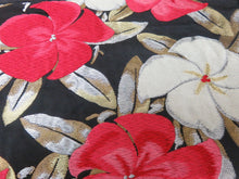 Load image into Gallery viewer, MOF#308 Silk Obi Fabric Vintage(1950-1980) Oleander Black Red 15.0x11.8in(38x30cm)
