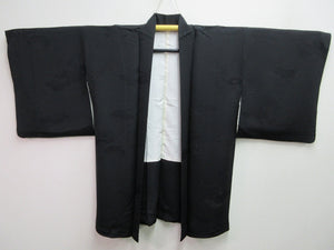 Haori Jacket Vintage(1950-1980) Black Cloud Flower Silk #7709J5