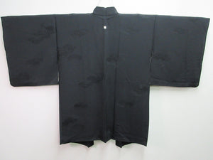 Haori Jacket Vintage(1950-1980) Black Cloud Flower Silk #7709J5