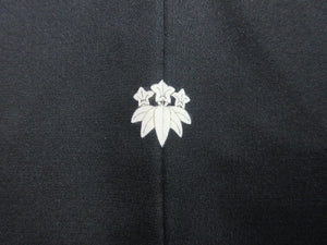 Haori Jacket Vintage(1950-1980) Black Cloud Flower Silk #7709J5
