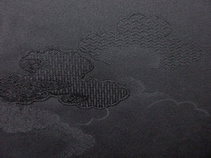 Haori Jacket Vintage(1950-1980) Black Cloud Flower Silk #7709J5