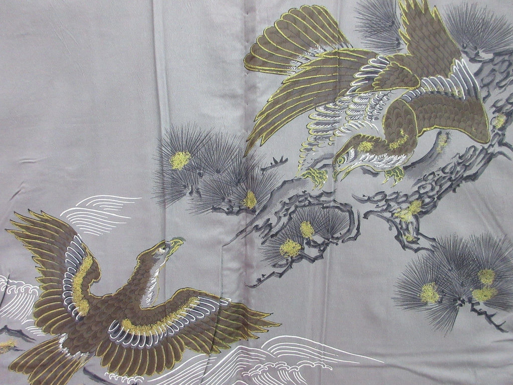 Men's Haori Vintage(1950-1980) Blackish Blue Eagle Wool #7983M5