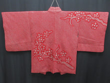 Load image into Gallery viewer, Haori Jacket Vintage(1950-1980) Red Full Shibori Ume Branch Silk #7941M3
