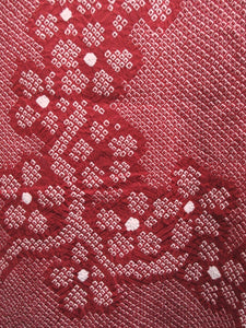 Haori Jacket Vintage(1950-1980) Red Full Shibori Ume Branch Silk #7941M3