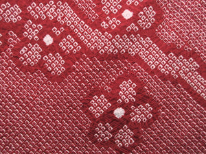 Haori Jacket Vintage(1950-1980) Red Full Shibori Ume Branch Silk #7941M3