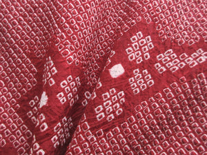 Haori Jacket Vintage(1950-1980) Red Full Shibori Ume Branch Silk #7941M3