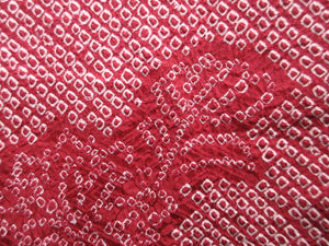 Haori Jacket Vintage(1950-1980) Red Full Shibori Peony Silk #7942M3