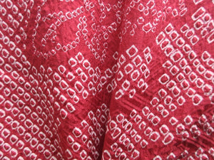 Haori Jacket Vintage(1950-1980) Red Full Shibori Peony Silk #7942M3