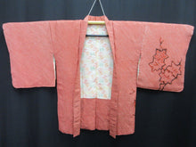 Load image into Gallery viewer, Haori Jacket Vintage(1950-1980) Vermillion Full Shibori Maple Leaf Branch Silk #7895M1
