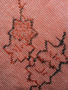 Haori Jacket Vintage(1950-1980) Vermillion Full Shibori Maple Leaf Branch Silk #7895M1