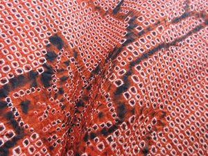 Haori Jacket Vintage(1950-1980) Vermillion Full Shibori Maple Leaf Branch Silk #7895M1