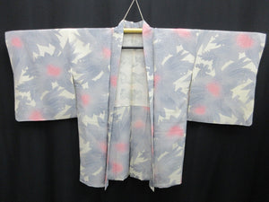 Haori Jacket Vintage(1950-1980) Cream white Light Gray Ajisai Silk #7947M3