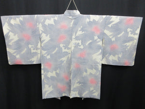 Haori Jacket Vintage(1950-1980) Cream white Light Gray Ajisai Silk #7947M3