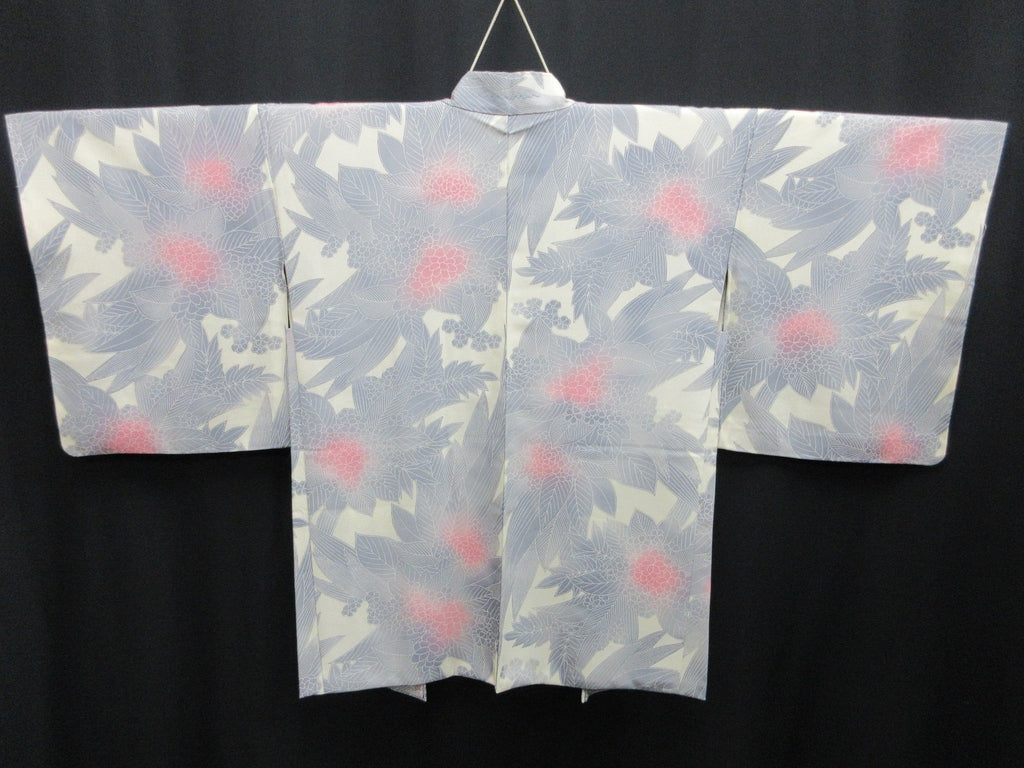 Haori Jacket Vintage(1950-1980) Cream white Light Gray Ajisai Silk #7947M3