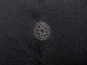 Haori Jacket Vintage(1920-1950) Black Peony Maple Leaf Ukiyoe Silk #7989M5
