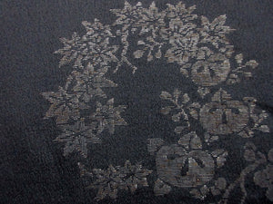 Haori Jacket Vintage(1920-1950) Black Peony Maple Leaf Ukiyoe Silk #7989M5