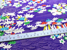 Load image into Gallery viewer, BCF#2436 Silk Kimono Fabric Vintage (1920-1950) Flower Hand Painted  Blueish Purple    140cm (55.1 in)
