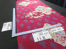 Load image into Gallery viewer, BCF#2437 Silk Kimono Fabric Vintage (1920-1950) Plum Blossom  Hand Painted   Red    140cm (55.1 in)
