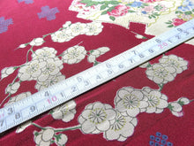 Load image into Gallery viewer, BCF#2437 Silk Kimono Fabric Vintage (1920-1950) Plum Blossom  Hand Painted   Red    140cm (55.1 in)
