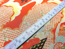 Load image into Gallery viewer, BCF#2439 Silk Kimono Fabric Vintage(Pre-1920) Hand Painted Flower   Red    120cm (47.2in)
