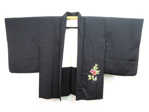 Haori Jacket   Black   Fully Embroidered  Lily   #46