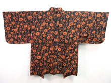 Load image into Gallery viewer, Haori Jacket Vintage(1950-1980)  Black    Flower Rinzu   #68
