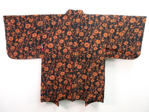 Haori Jacket Vintage(1950-1980)  Black    Flower Rinzu   #68