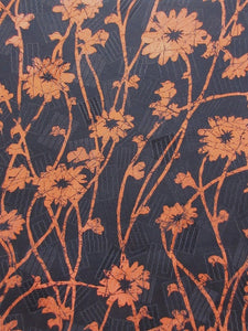 Haori Jacket Vintage(1950-1980)  Black    Flower Rinzu   #68