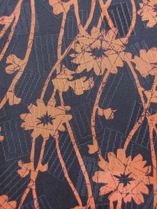 Haori Jacket Vintage(1950-1980)  Black    Flower Rinzu   #68