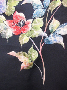 Haori Jacket   Black   Fully Embroidered  Lily   #46